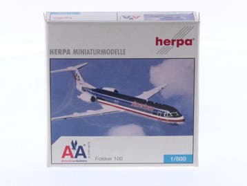 Schaal 1:500 Herpa 509329 American Airlines Fokker 100 Re..., Ophalen of Verzenden