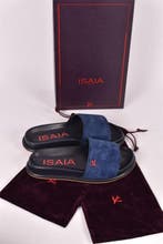 ISAIA NAPOLI €698 - Slippers leer en suede - 40 - Slippers -, Nieuw