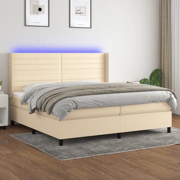 vidaXL LED Box Spring Bed met hoofdeinde Stof, Verzenden