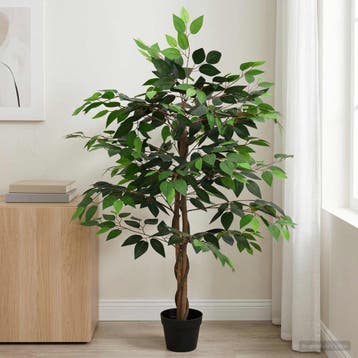 vidaXL Kunst Ficusplant Groen 90 x 16 x 110 cm Stof en Hout, Maison & Meubles, Plantes d'intérieur, Verzenden