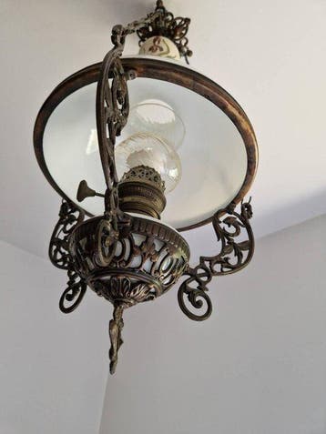 Plafondlamp - melkglas - Elektrische olielamp