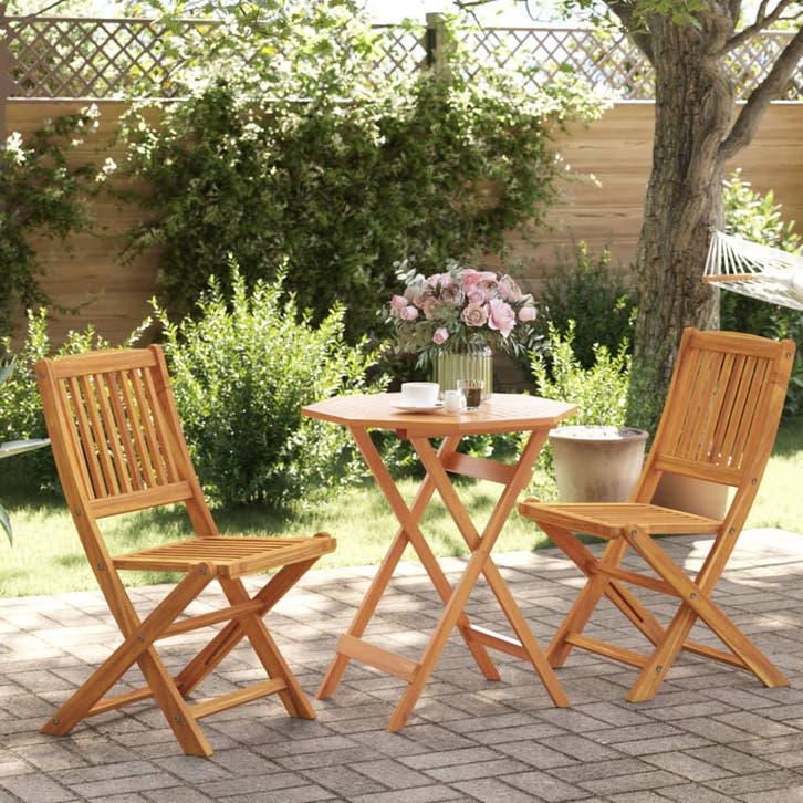 vidaXL 3-delige Bistroset inklapbaar massief acaciahout, Jardin & Terrasse, Ensembles de jardin, Envoi