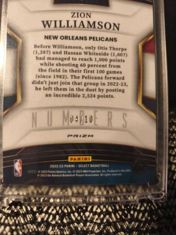 2022/23 Panini Select Zion Williamson No.2 Carte sérialisée,, Nieuw