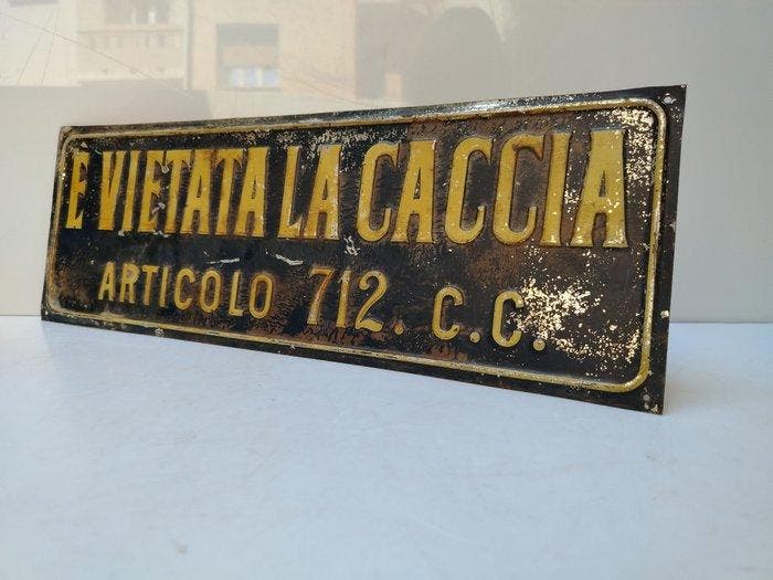 ET LA CHASSE EST INTERDITE - Divieto - Caccia - 1960s -, Antiquités & Art, Antiquités | Assiettes décoratives & Carrelages