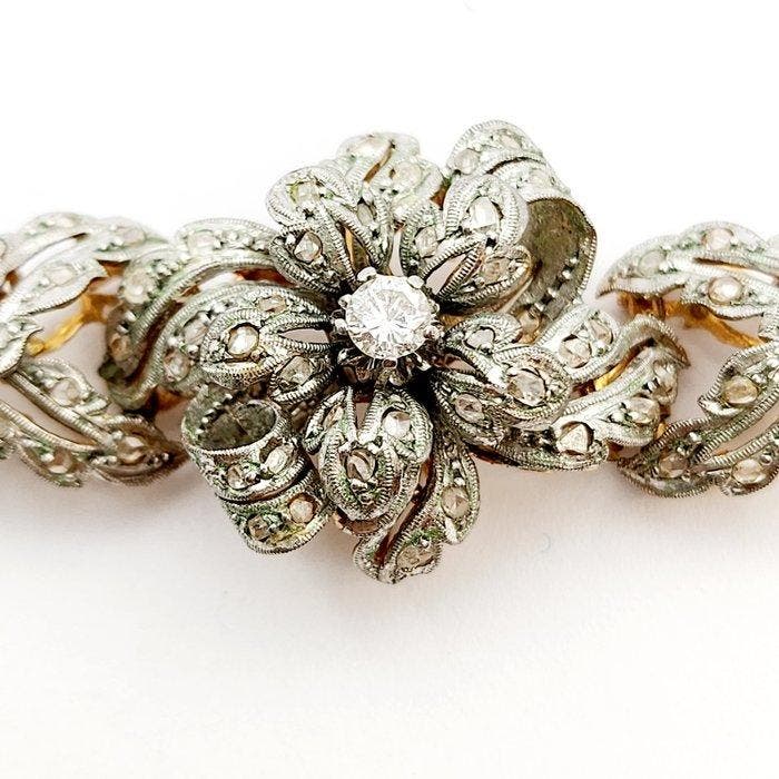 Armband - 18 karaat Geel goud, Witgoud - 0.89ct. tw. Diamant, Bijoux, Sacs & Beauté, Bracelets