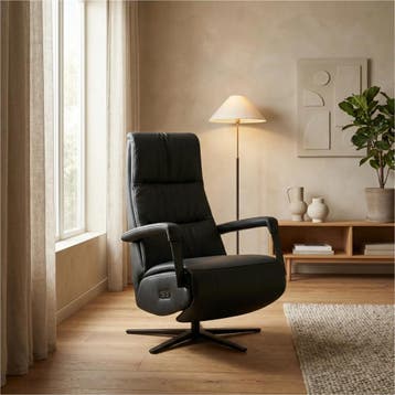 Leren relaxfauteuil met hartbalans Core - Toledo Nero, Bohemian, Industrieel, Modern, Scandinavisch, Nieuw, Ophalen of Verzenden