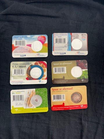 Nederland. 5 Euro 2009/2012 (6 coincards) (Zonder