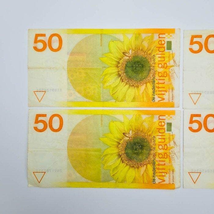 Nederland. - 4 x 50 Gulden - 1982 - PL83 (Zonder, Postzegels en Munten, Bankbiljetten | Europa | Niet-Eurobiljetten