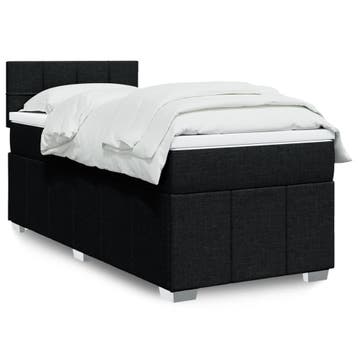 vidaXL Boxspring met matras stof zwart 90x200 cm, Verzenden