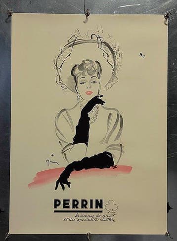 René Gruau - Poster Originale Perrin Gant, René Gruau, Antiquités & Art, Art | Dessins & Photographie