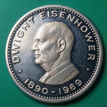 Qatar en Dubai. 10 Riyals 1970 Dwight Eisinhower - 30g 0.925, Postzegels en Munten