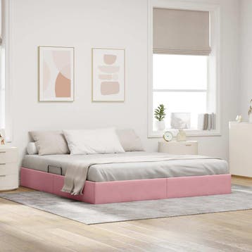 vidaXL Ottoman Bedframe met opslag Roze 160 x 200 cm Fluweel, Verzenden