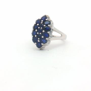Zonder minimumprijs - Ring Zilver - 2.82ct. tw. Saffier -, Nieuw
