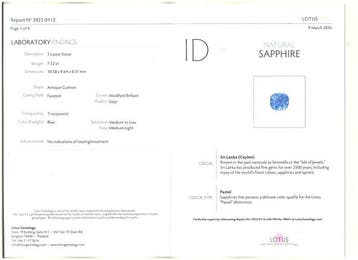 Bleu Saphir - 7.52 ct - Lotus Gemology (Thaïlande) - pastel, Nieuw