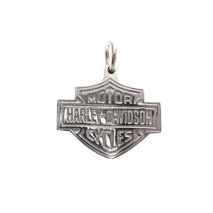 Witgouden Harley Davidson kettinghanger (Hanger of bedel), Handtassen en Accessoires, Bedels, Gebruikt, Overige merken, Goud, Ophalen of Verzenden
