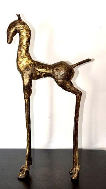 Abdoulaye Derme - sculptuur, Cheval Élancé - 34 cm - Brons, Antiquités & Art