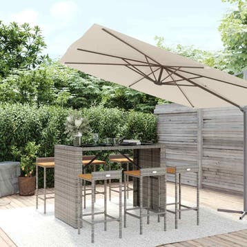 vidaXL 7-delige Tuinbarset poly rattan en massief acaciahout, Verzenden