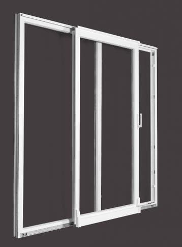 PVC raam kiep schuifpuien b250xh215 cm wit Links stomp, Gevelraam of Ruit, Nieuw, Dubbelglas, 160 cm of meer