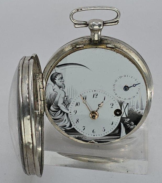 FLH Schweiz - Silber Prunkspindeluhr - Malerei Chronos Herr, Bijoux, Sacs & Beauté, Montres | Hommes