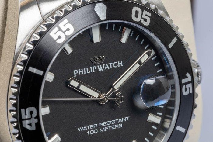 Philip Watch - Caribe Sport - Black - Swiss Made - Date -, Handtassen en Accessoires, Horloges | Heren