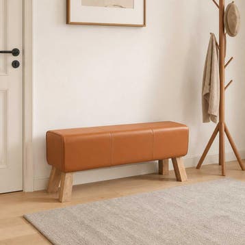 vidaXL Bank 110 x 30 x 45 cm Echt Leer Bruin, Verzenden, Nieuw