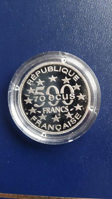 Frankrijk. 500 Francs 1993 Arc de Triomphe. BE en platine, Timbres & Monnaies, Monnaies | Europe | Monnaies non-euro