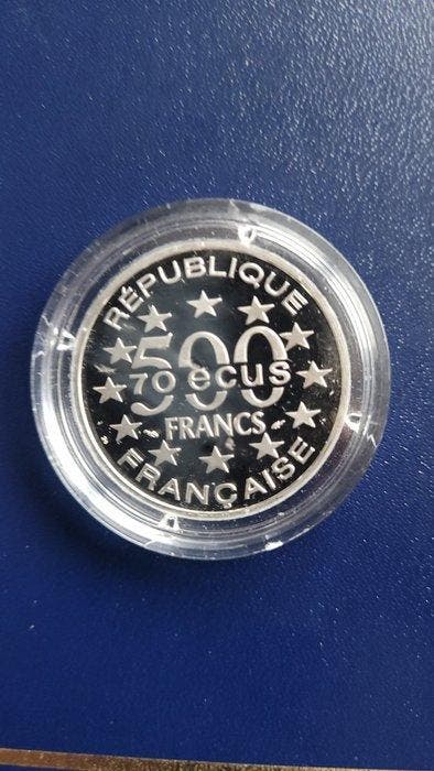 Frankrijk. 500 Francs 1993 Arc de Triomphe. BE en platine, Timbres & Monnaies, Monnaies | Europe | Monnaies non-euro