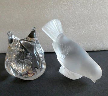 Lalique France, Daum - Plat (2) - Eule, Spatz - Cristal, Antiek en Kunst