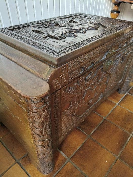 Cassapanca - hard hout - Tafelkist Bruidskist, Antiquités & Art, Curiosités & Brocante