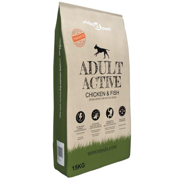 vidaXL Premium hondenvoer droog Adult Active Chicken & Fish, Dieren en Toebehoren, Honden-accessoires, Nieuw, Verzenden