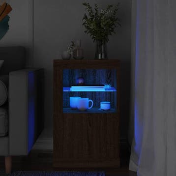 vidaXL Bijzetkast met LED-verlichting bewerkt hout bruin, Verzenden