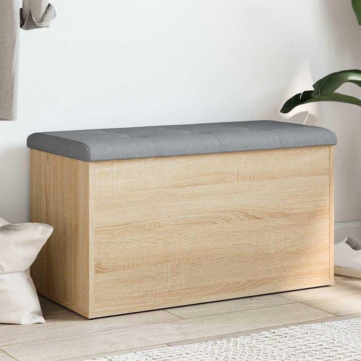 vidaXL Opbergbank Sonoma eiken 82x42x45 cm bewerkt hout, Huis en Inrichting, Overige Huis en Inrichting, Nieuw, Verzenden