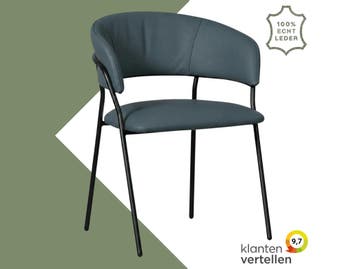 Leren eetkamerstoel met armleuning Glow - Toledo Whale, Huis en Inrichting, Stoelen, Blauw, Nieuw, Leer, Ophalen of Verzenden