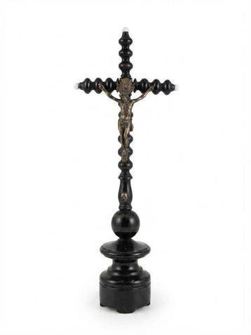 sculptuur, Raro e suggestivo crocifisso da tavolo in legno