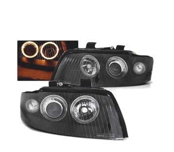 PHARES ANGEL EYES POUR AUDI A4 00-04 FOND NOIR XÉNON D1S, Verzenden