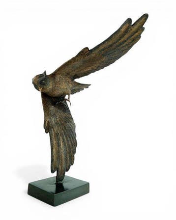 sculptuur, Owl in Flight - 48 cm - Brons, Antiek en Kunst