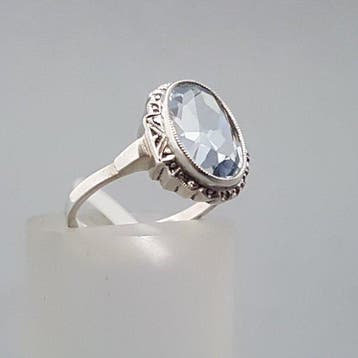 Zilver, Art Deco, Blauwe spinel (Getest) - Ring