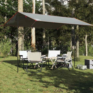 vidaXL Kampeerluifel waterdicht 400x294 cm grijs en oranje, Caravans en Kamperen, Verzenden, Nieuw