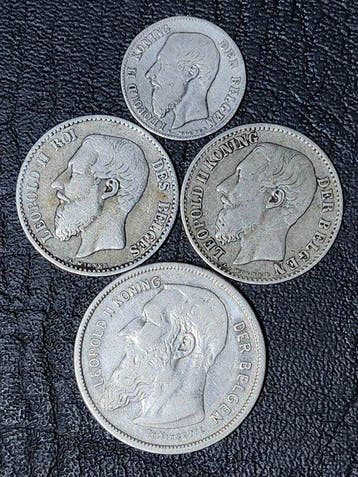 Belgique. Léopold II. 50 Centimes, 1, 2 Francs 1886/1909,