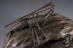 Jizai okimono ensemble dun homard et dun crabe sur un, Antiquités & Art