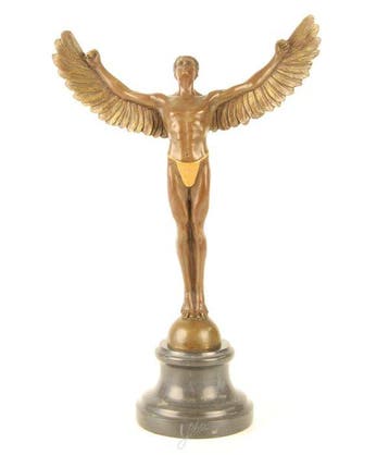 Sculpture, A Stunning Bronze Sculpture of Icarus with Wings