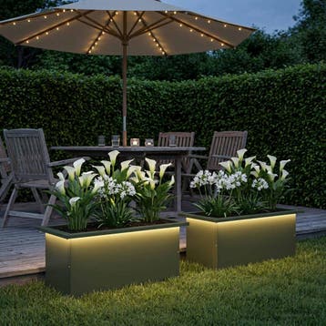 vidaXL Tuinplantenbak met led 2 st Olijfgroen 30 x 60 x 30, Verzenden, Nieuw
