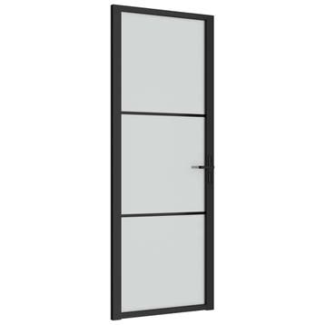 vidaXL Binnendeur 76x201,5 cm matglas en aluminium zwart, Verzenden, Nieuw