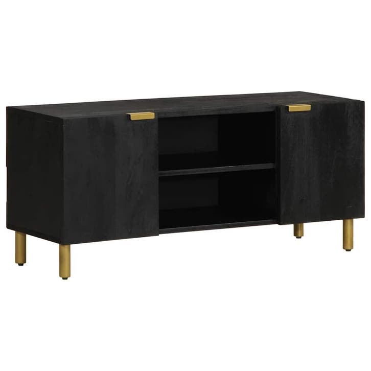 vidaXL tv-meubel 105x33x46 cm bewerkt hout zwart, Huis en Inrichting, Woonaccessoires | Cd- en Dvd-rekken, Nieuw, Verzenden