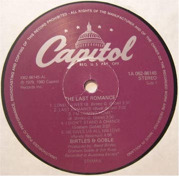 Birtles &amp; Goble - The Last Romance, Verzenden