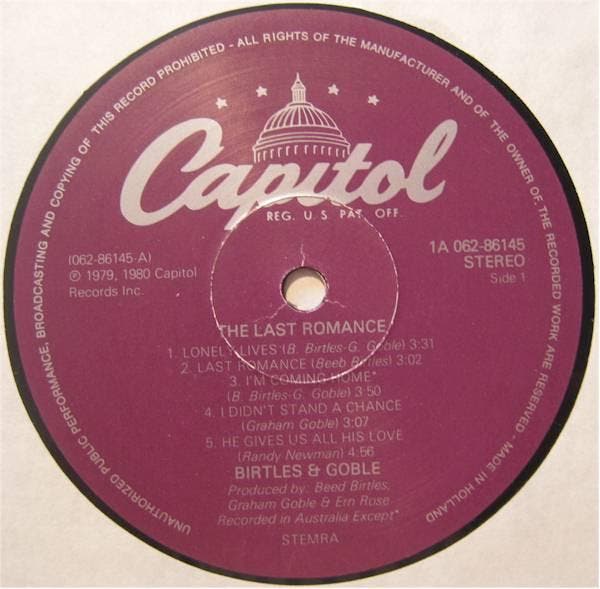 Birtles &amp; Goble - The Last Romance, CD & DVD, Vinyles | Pop, Envoi
