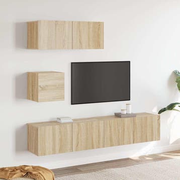 vidaXL 4-delige Tv-meubelset bewerkt hout sonoma, Verzenden, Nieuw