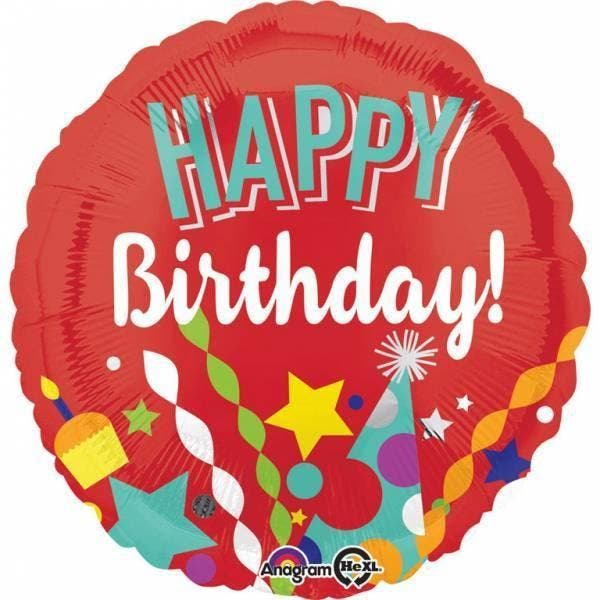 Helium Ballon Happy Birthday Rood 43cm leeg, Hobby & Loisirs créatifs, Articles de fête, Envoi