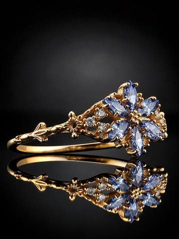 Zonder minimumprijs - Ring Lichtblauw edelsteenring - 925