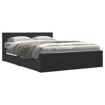 Bedframe 140x200 met lades: 55% korting, retour deal!, Gebruikt, Verzenden, Zwart, Tweepersoons